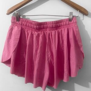 Liberty Pro Pink Butterfly Running Shorts Size Medium Elastic Waist Lined Flowy